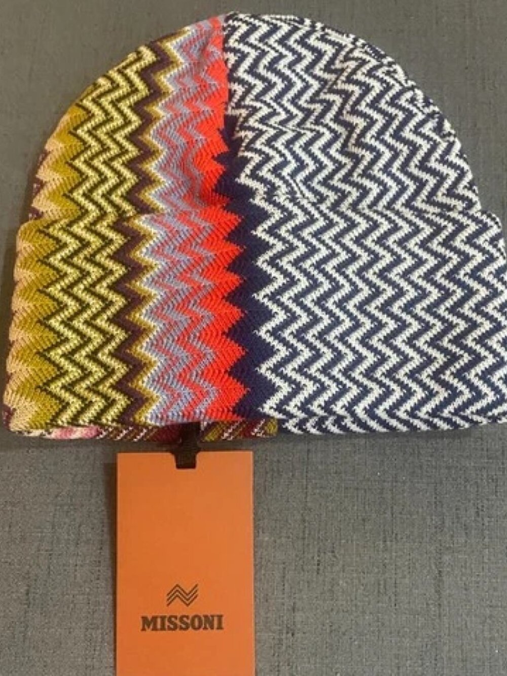 NWT Missoni Men's Split Zigzag Knit Beanie Hat - Multicolor One Size - Picture 3 of 7